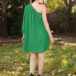 PURVAJA One Shoulder Long Sleeves A-Line Dress image 5