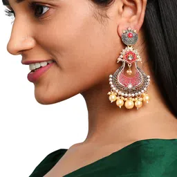 Justpeachy Red & Green Contemporary Drop Earrings image 4