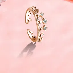 MYKI Rose Gold-Plated Cubic Zirconia-Studded Ring-image-19