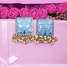 VAGHBHATT Silver Plated Square Studs Earrings-picture-31