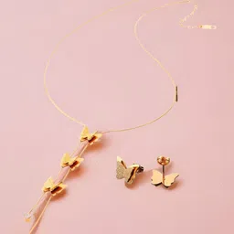 MYKI Rose-Gold Plated Layered Butterfly Necklace Set-picture-55