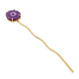 Silvermerc Designs Women Gold & Purple Hairstick image 4