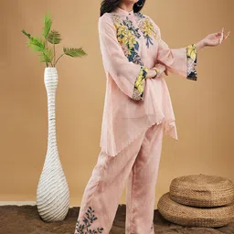SOUP BY SOUGAT PAUL Printed Angrakha Sequinned Co-Ords Set image 5