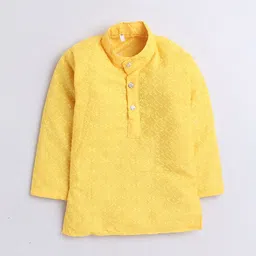 BAESD Boys Ethnic Motifs Embroidered Regular Thread Work Pure Cotton Kurta with Trousers image 2