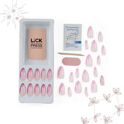 LICK 28 Pcs French Tips Manicure Stick On Nails With Application Kit -Baby Pink image 4