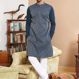 See Designs Thread Work Gold Chanderi Silk Sequins Kurta-picture-10