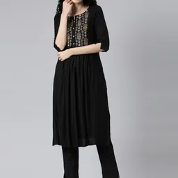 Samhitas Yoke Design Round Neck Anarkali Kurta-image-2