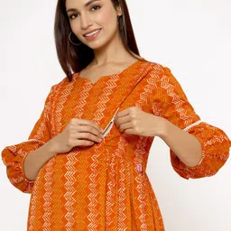 Ikk Kudi by Seerat Ethnic Motifs Printed Pure Cotton Maternity Kurta image 2