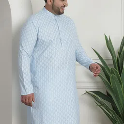 SOJANYA PLUS PLus Size Ethnic Motifs Printed Band Collar Long Sleeves Straight Kurta image 3