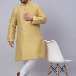 KLOTTHE Men Plus Size Mandarin Collar Straight Kurta image 3