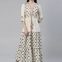 Neerus Printed V Neck Mirror Work Anarkali Kurta-picture-24