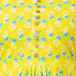 FERANOID Floral Printed Pure Cotton Pleated A-Line Kurti image 3
