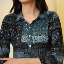 Tissu Ethnic Printed Shirt Collar Pure Cotton Kurti image 2