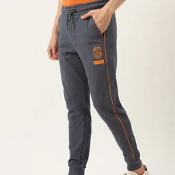 Being Human Men Navy Blue Pure Cotton Solid Straight Fit Joggers-picture-36