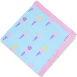 My Milestones Infants Set Of 2 Blue Ice Cream Printed Pure Cotton Muslin Blanket image 4
