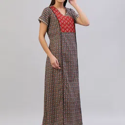 evolove Printed Cotton Maxi Nightdress image 3