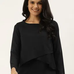 Belle Fille Black Solid Layered Regular Top-picture-38