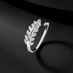 Silvora by Peora 92.5 Sterling Silver Rhodium-Plated CZ-Studded Ring image 1