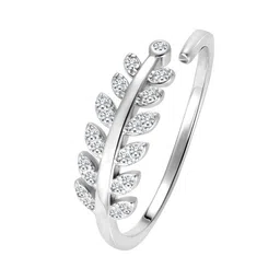 Silvora by Peora 92.5 Sterling Silver Rhodium-Plated CZ-Studded Ring image 2