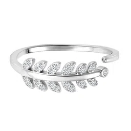 Silvora by Peora 92.5 Sterling Silver Rhodium-Plated CZ-Studded Ring image 3