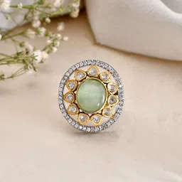 DASTOOR Gold-Plated Kundan-Studded Victorian Ring image 1