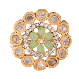 DASTOOR Gold-Plated Kundan-Studded Victorian Ring image 2