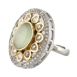 DASTOOR Gold-Plated Kundan-Studded Victorian Ring image 3