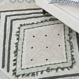 Art Avenue Cartera Green Printed Rectangular Cotton Rug image 2