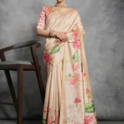 Mitera Tussar Floral Print Saree-picture-23