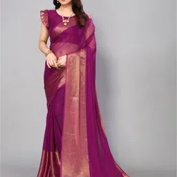 FABMORA Zari Poly Chiffon Saree-picture-35