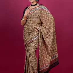 BUTA BUTI Checked Pure Cotton Saree image 1