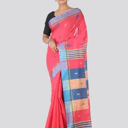 PinkLoom Woven Design Cotton Blend Saree image 1