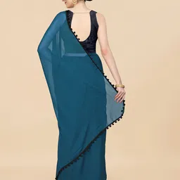 Sidhidata Embroidered Poly Georgette Saree With Blouse Piece image 2