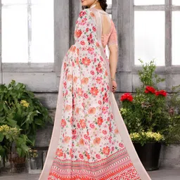 The Textile Hub Floral Printed Pure Linen Saree image 5