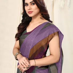 KALINI Striped Poly Chiffon Saree image 3