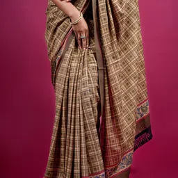 BUTA BUTI Checked Pure Cotton Saree image 5