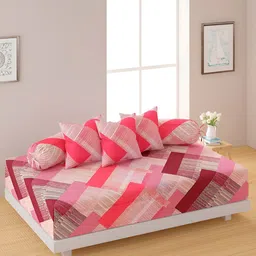 SWAYAM Pink 6 Pcs Printed Cotton Diwan Set-picture-29