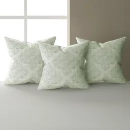 SWAYAM 6 Piece White & Grey Printed Pure Cotton 240 TC Diwan Set image 4