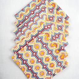 ratan cart TARAN LIVING Beige & Blue 6 Pieces Abstract Printed Table Napkins image 2