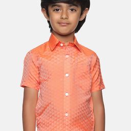Sethukrishna Boys Orange Classic Printed Party Shirt-picture-42