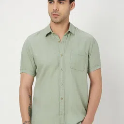 Mufti Slim Fit Casual Cotton Linen Shirt image 1