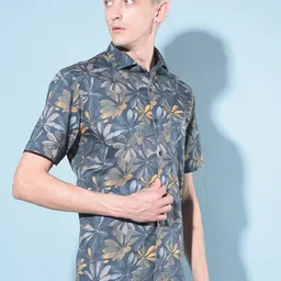 Crimsoune Club Resort Collar Slim Fit Floral Printed Cotton Casual Shirt image 5