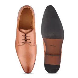 TOP BRASS Men Tan Solid Leather Formal Derby Shoes image 4