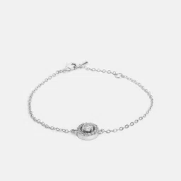 MINUTIAE Women Silver-Toned & White Brass Crystals Handcrafted Silver-Plated Charm Bracelet-image-18