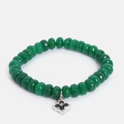 MINUTIAE Women Green & Silver-Toned & Plated Onyx Moroccan Flower Charm Bracelet-picture-36