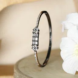 Priyaasi Women Silver-Toned & Gold-Toned Brass American Diamond Bangle-Style Bracelet-picture-14