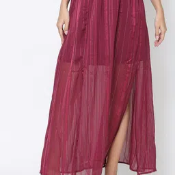 DRIRO Women Maroon Striped Maxi Skirt-picture-28