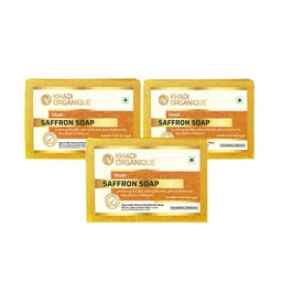 Khadi Organique Pack Of 3 Khadi Saffron Handmade Soaps 375 g image 1