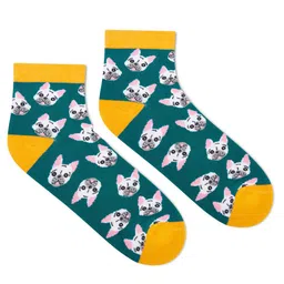 Dynamocks Unisex Yellow & Green Printed Ankle-Length Cotton Socks image 2