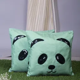 Alina decor Green & Black Set of 2 Embellished Square Cushion Covers-picture-16